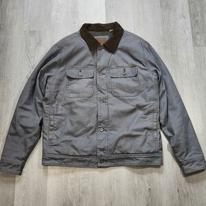 Woolrich Canvas Chore Jacket Men L Sherpa Lined Work Barn Coat Corduroy Collar